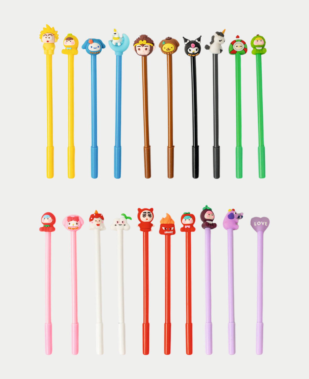 Stylos gel fantaisie, pointe 0,5 mm, encre noire, lot de 20.