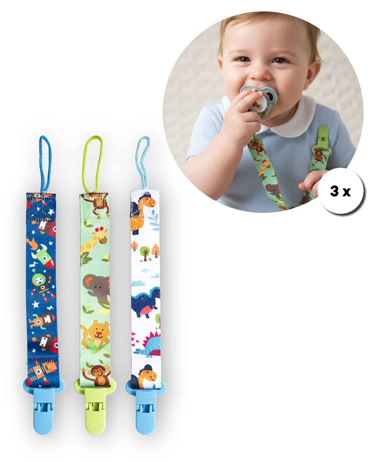 Nuggikette Set Explorer, 3 Stück, 26 x 2.5 cm, 3 Stk.