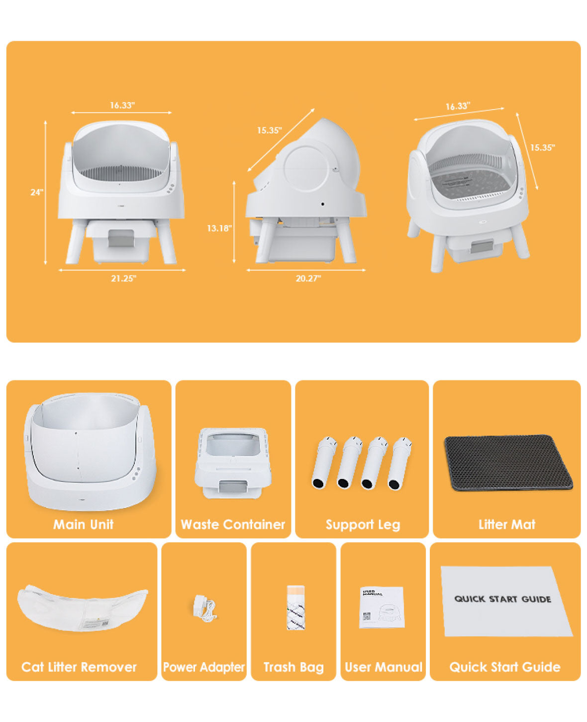 Self-cleaning litter box with bag