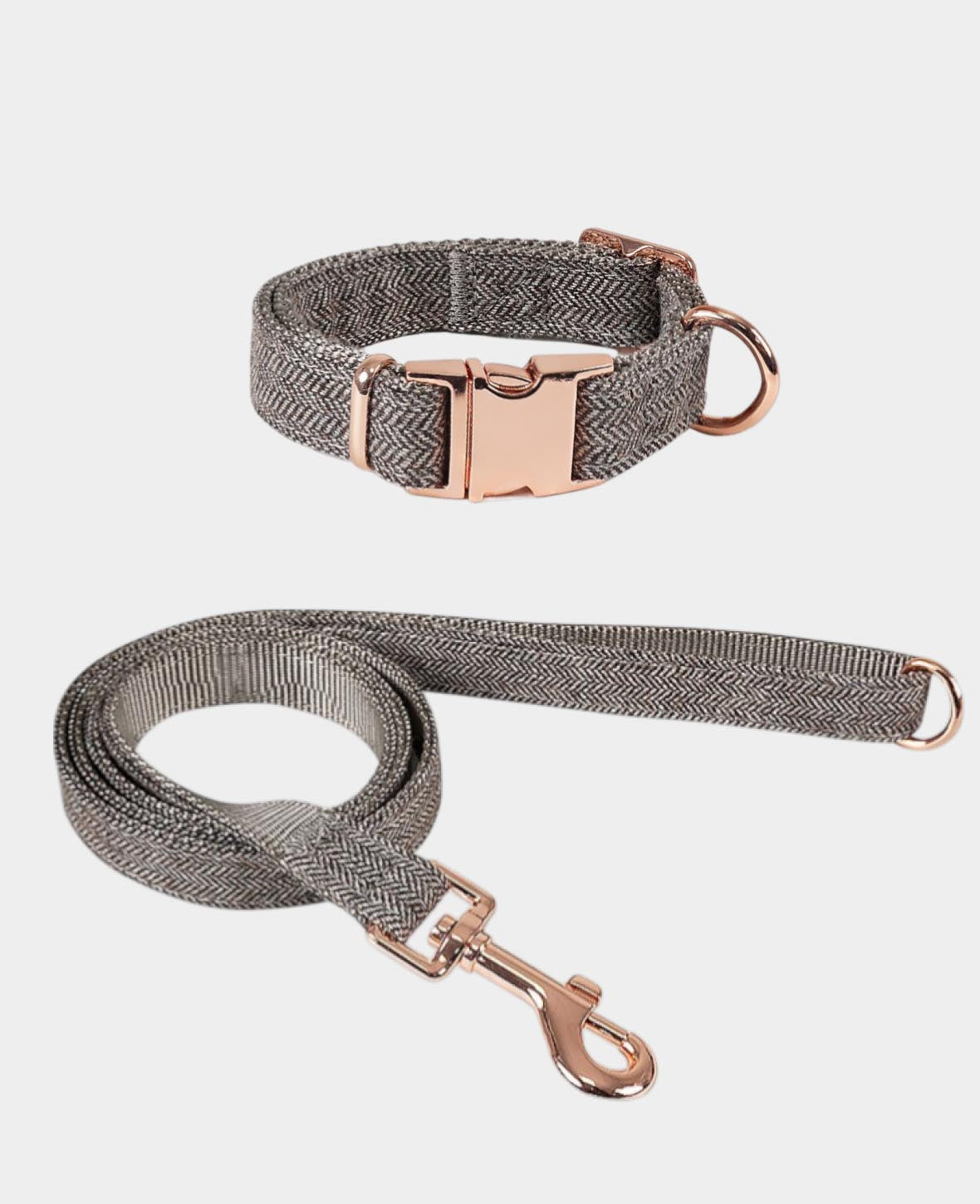 Luxus Hundehalsband mit Leine, braun, S