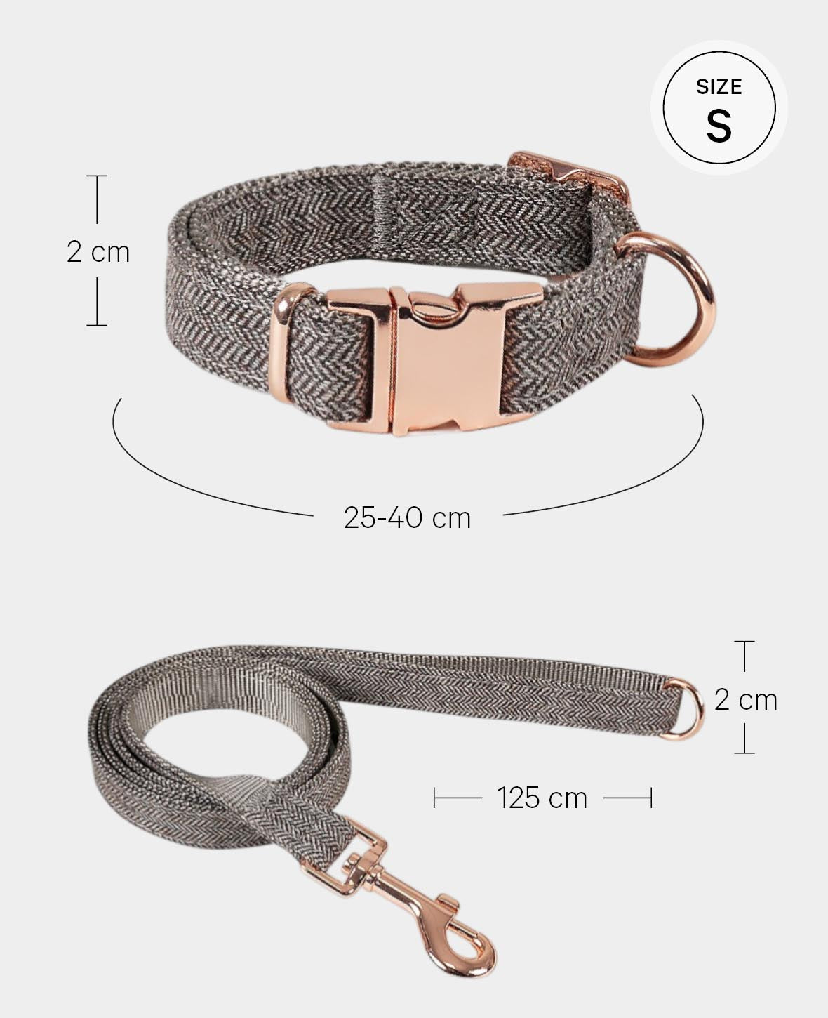 Luxus Hundehalsband mit Leine, braun, S