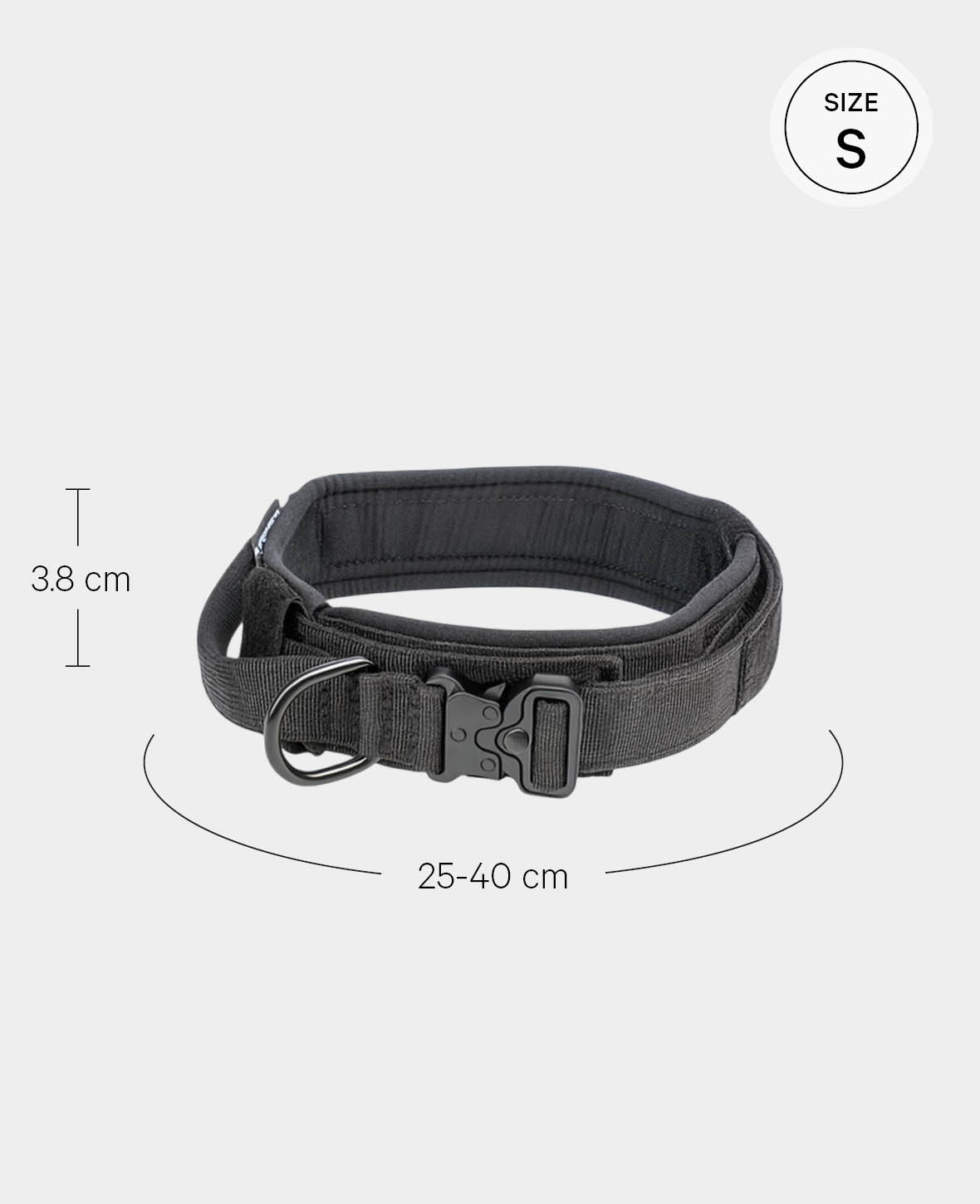 Taktisches Hundehalsband, Grau, S