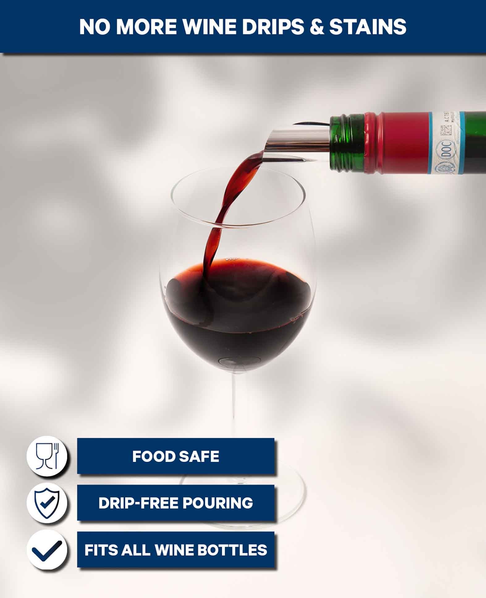 Verseur de vin, stop-goutte, 2 pièces