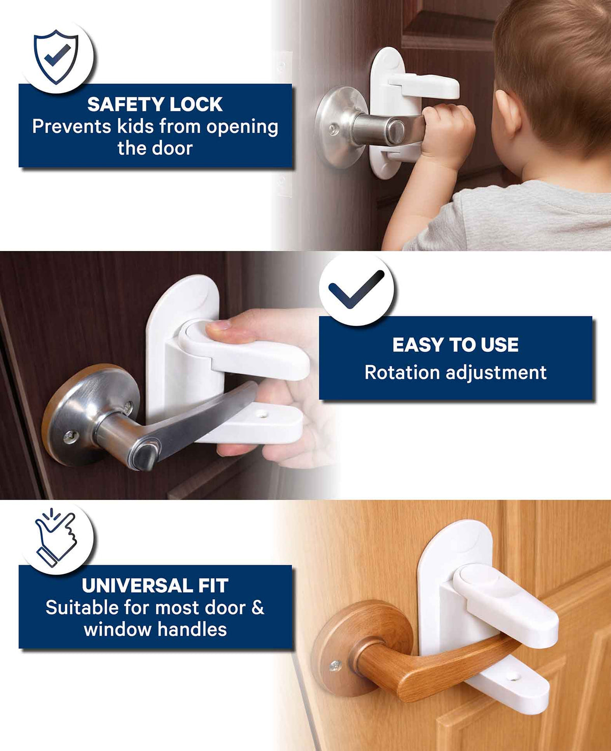 Sécurité de poignée de porte pour enfants, blanche