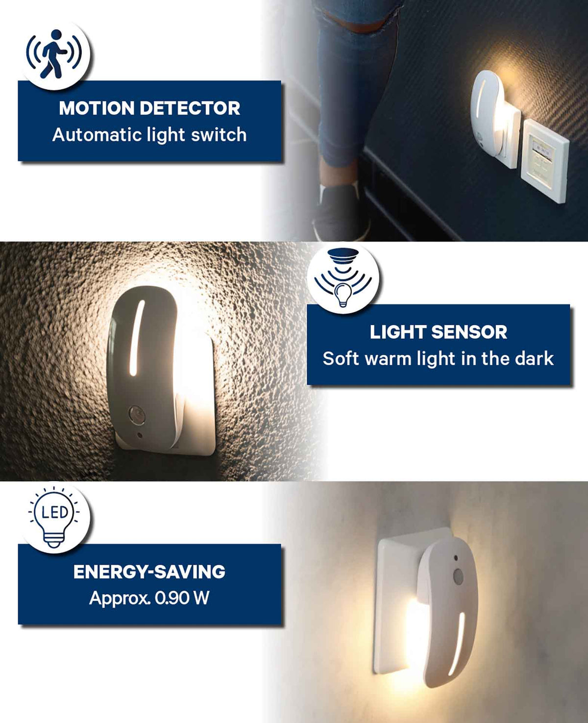 LED Night Light for Socket with Motion Sensor