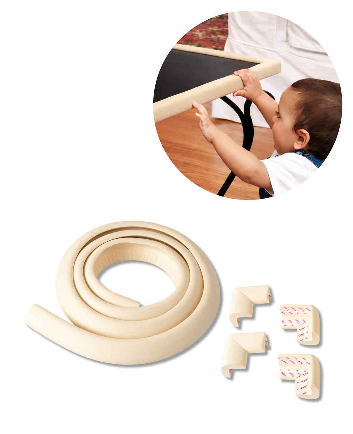 Corner and Edge Protector Set, 2 m, incl. 4 Corners - Beige
