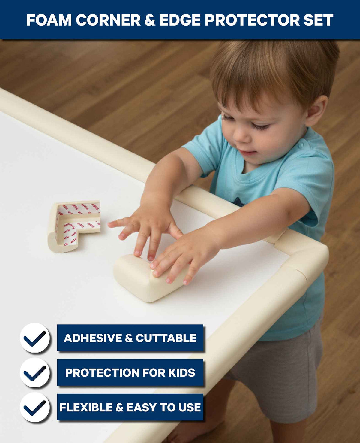 Corner and Edge Protector Set, 2 m, incl. 4 Corners - Beige