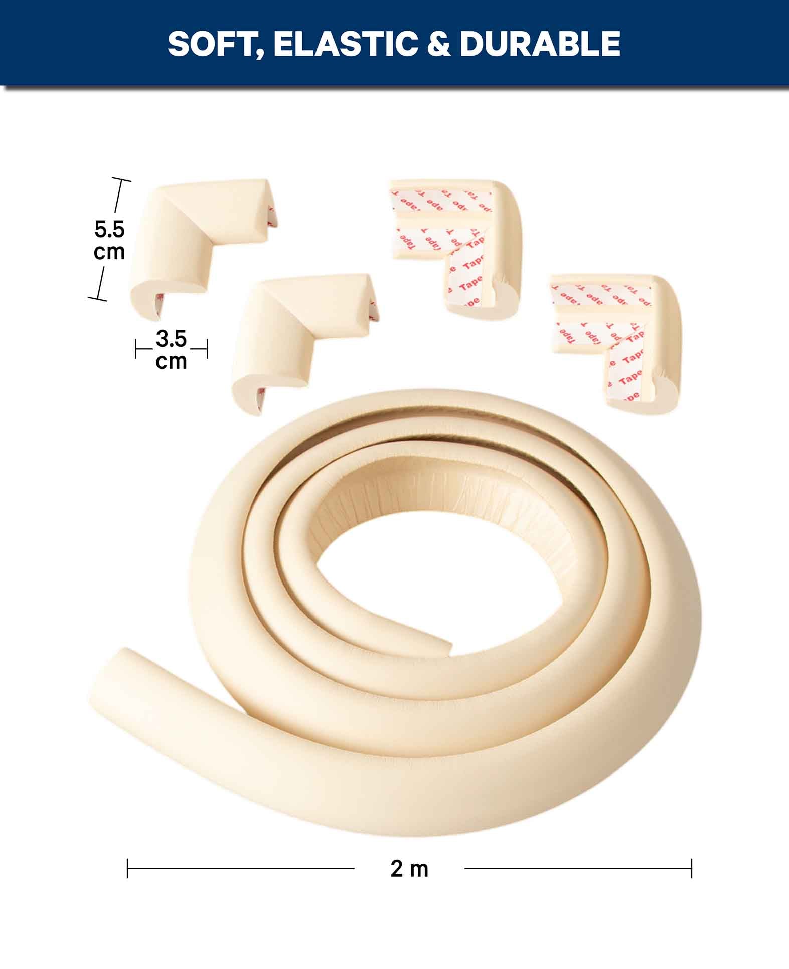 Corner and Edge Protector Set, 2 m, incl. 4 Corners - Beige