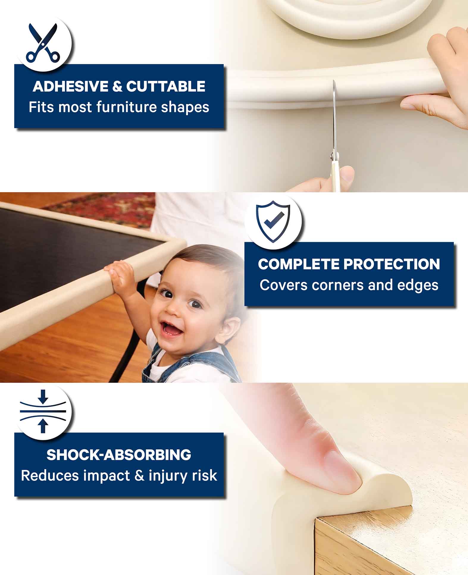 Corner and Edge Protector Set, 2 m, incl. 4 Corners - Beige