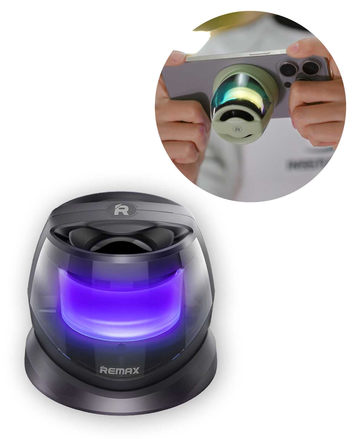 REMAX, Portable Magnetic Speaker with Party Light, 57x57x51 mm, 5 W