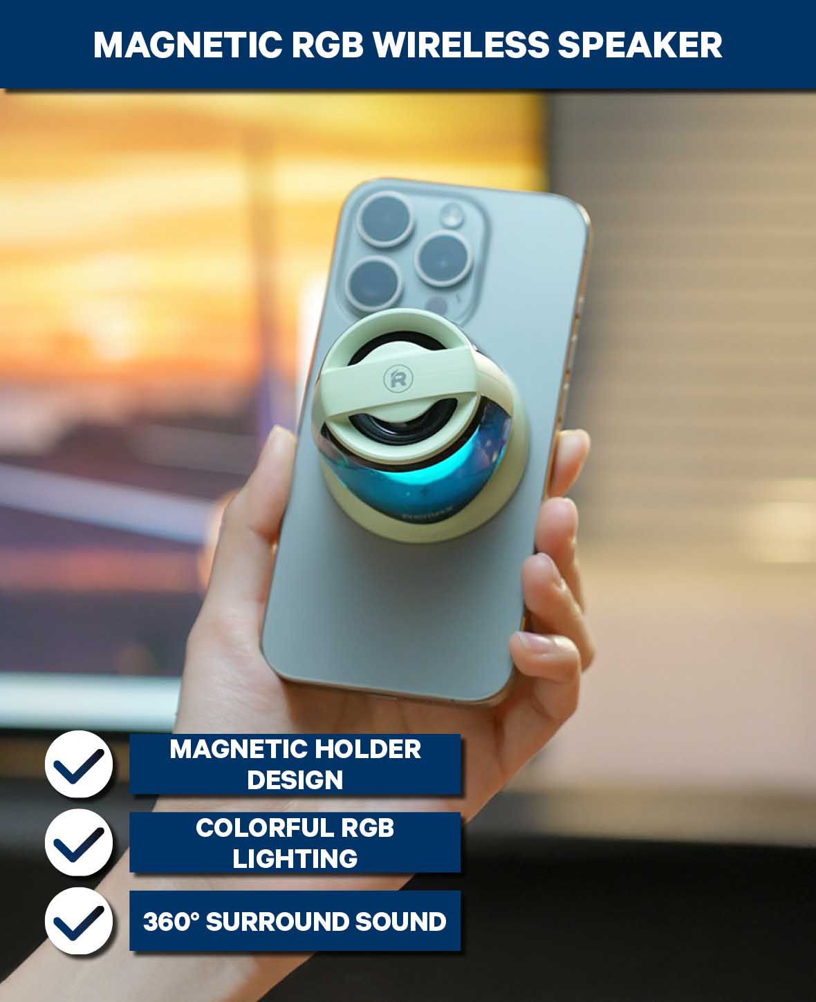 REMAX, Portable Magnetic Speaker with Party Light, 57x57x51 mm, 5 W