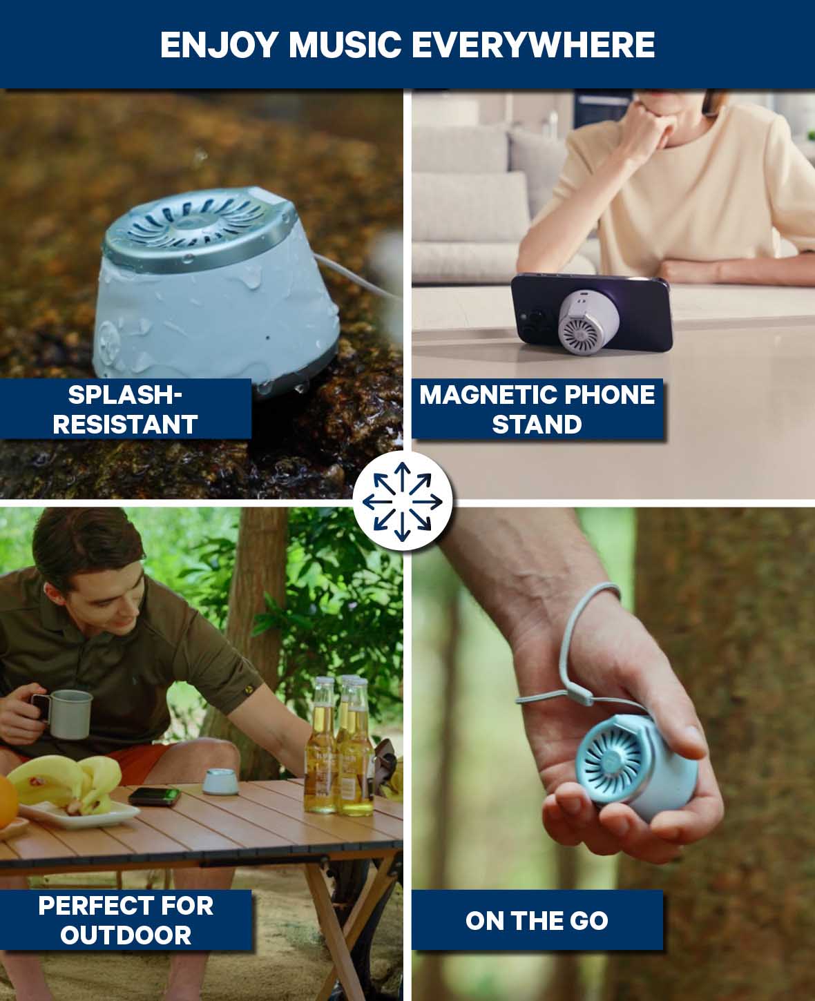 REMAX, Enceinte portable magnétique résistante à l'eau, 58x58x37.5 mm, 5 W