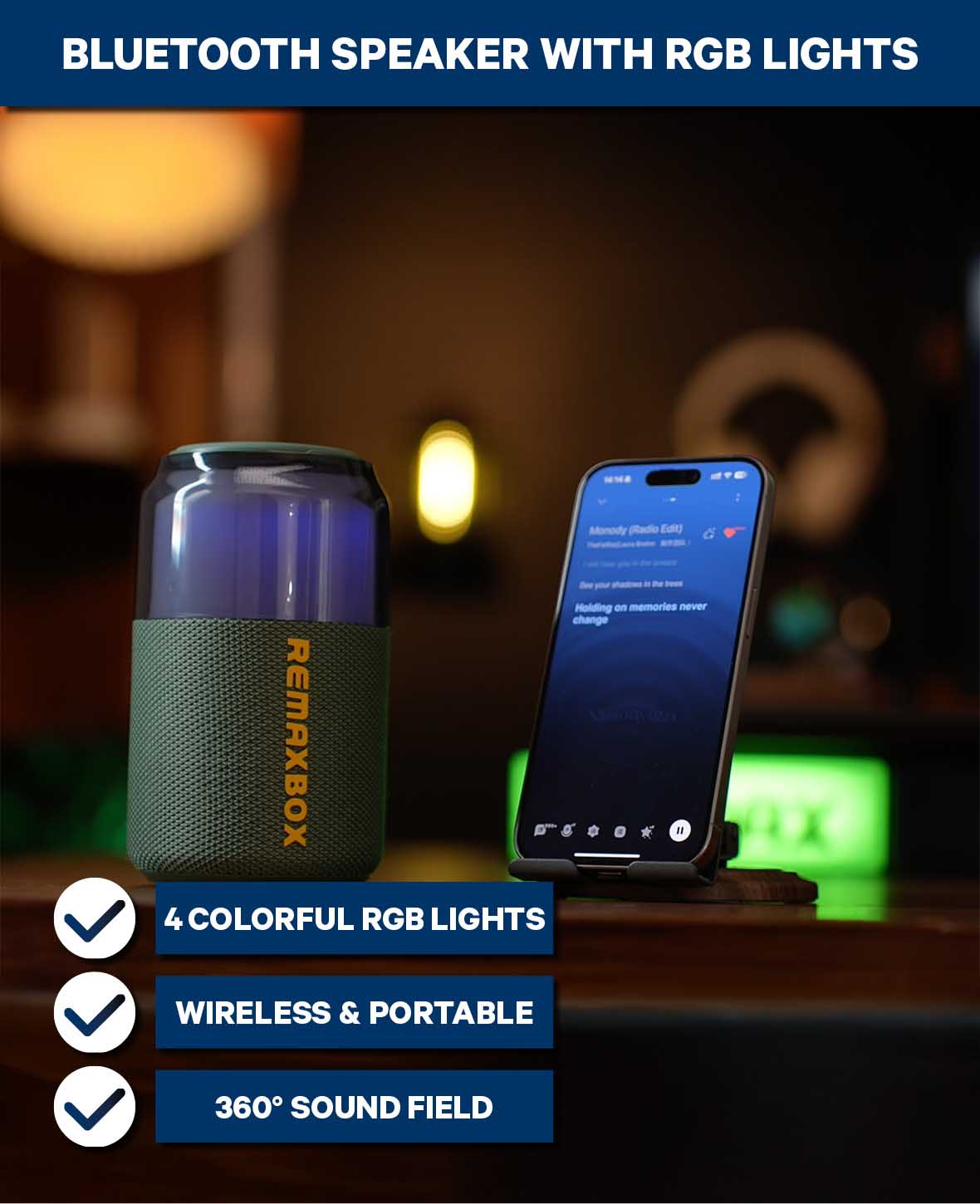 REMAX, Portable Speaker with Party Light, 86x146 mm, 5 W,