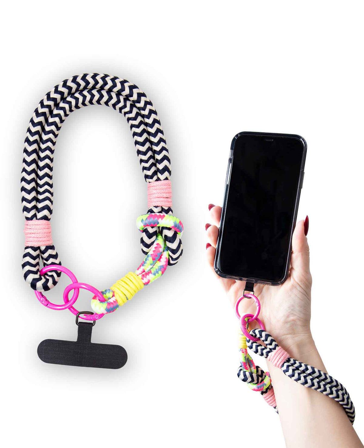 Chaîne de téléphone avec carte intercalaire, courte, colorée, 30 cm