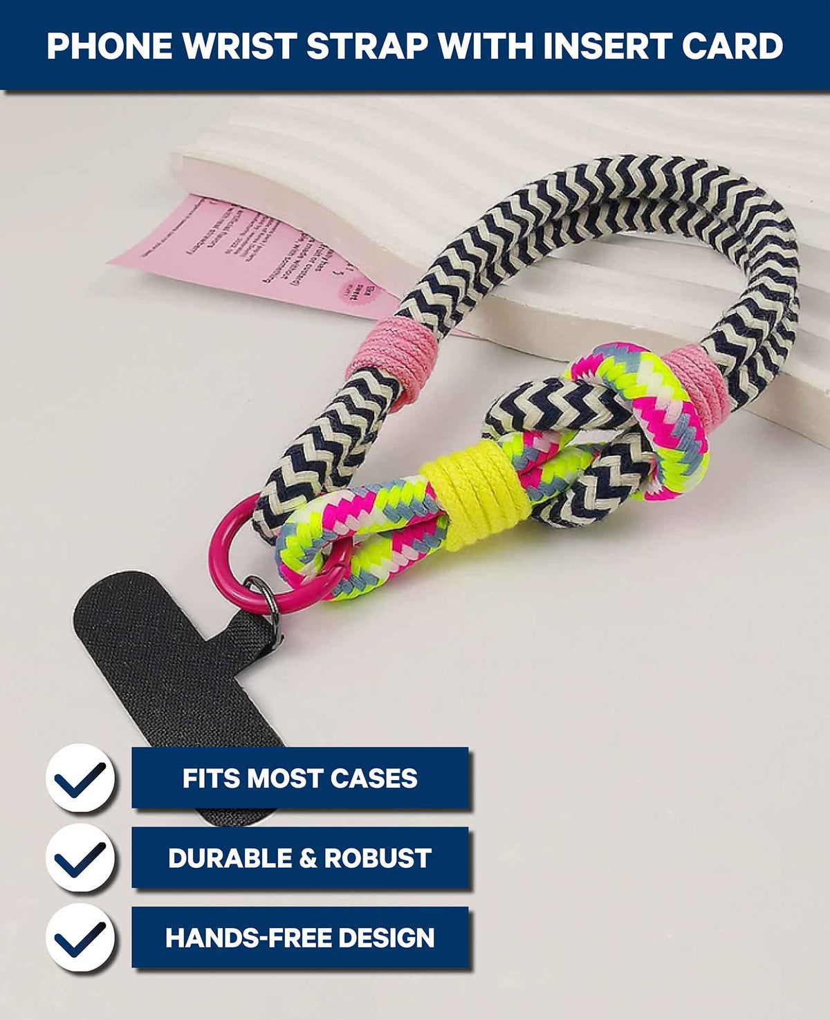 Chaîne de téléphone avec carte intercalaire, courte, colorée, 30 cm