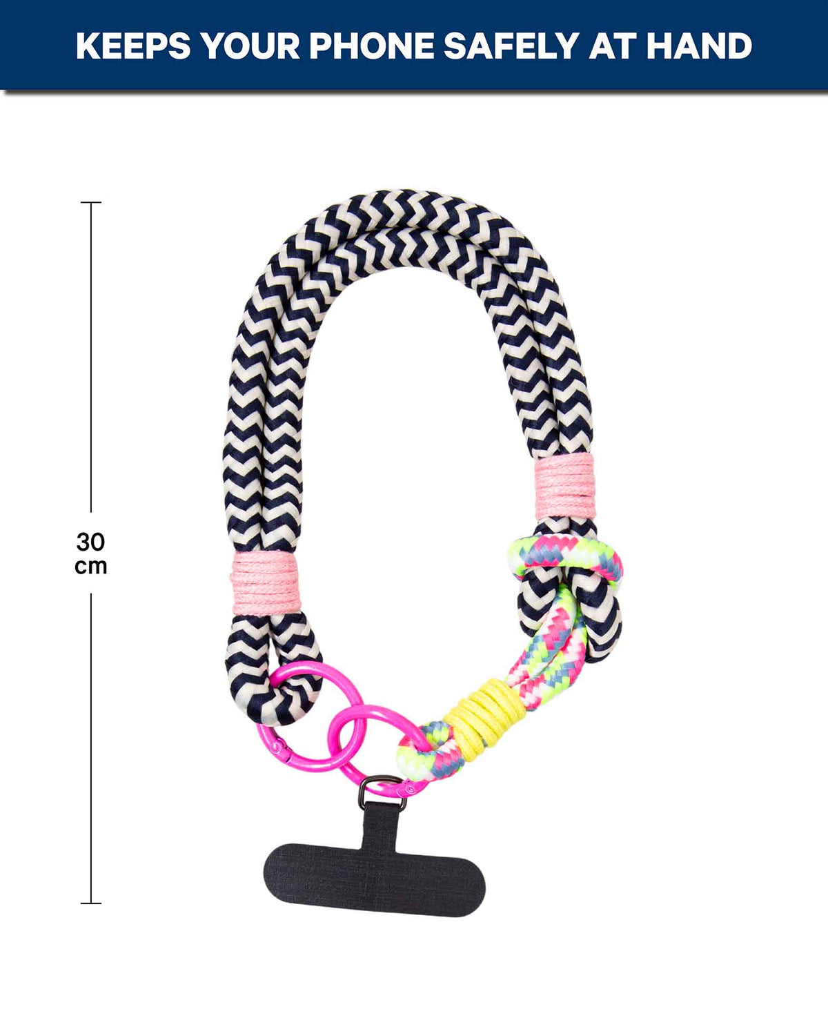 Chaîne de téléphone avec carte intercalaire, courte, colorée, 30 cm