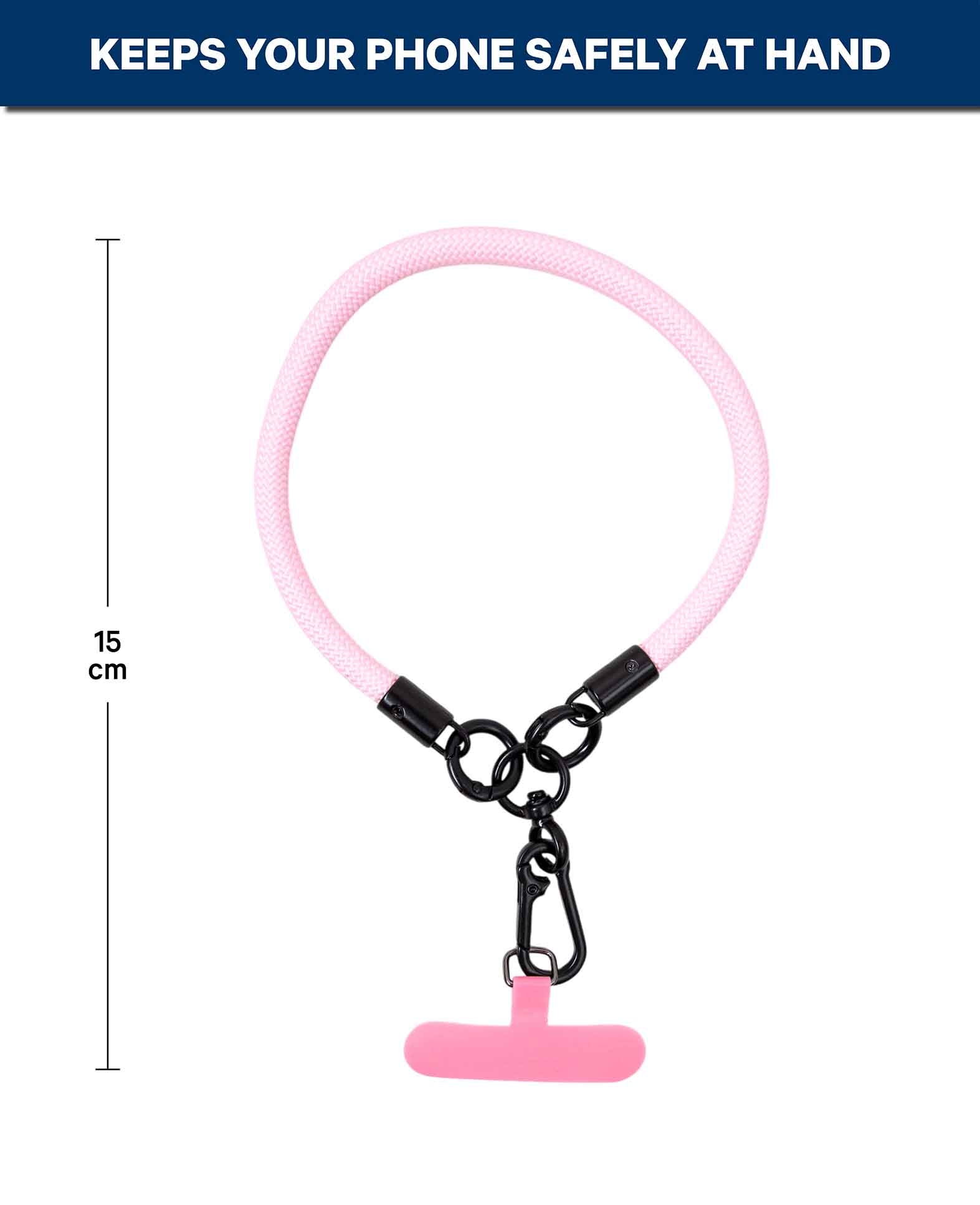 Phone chain including insert card, short, rose, 15 cm