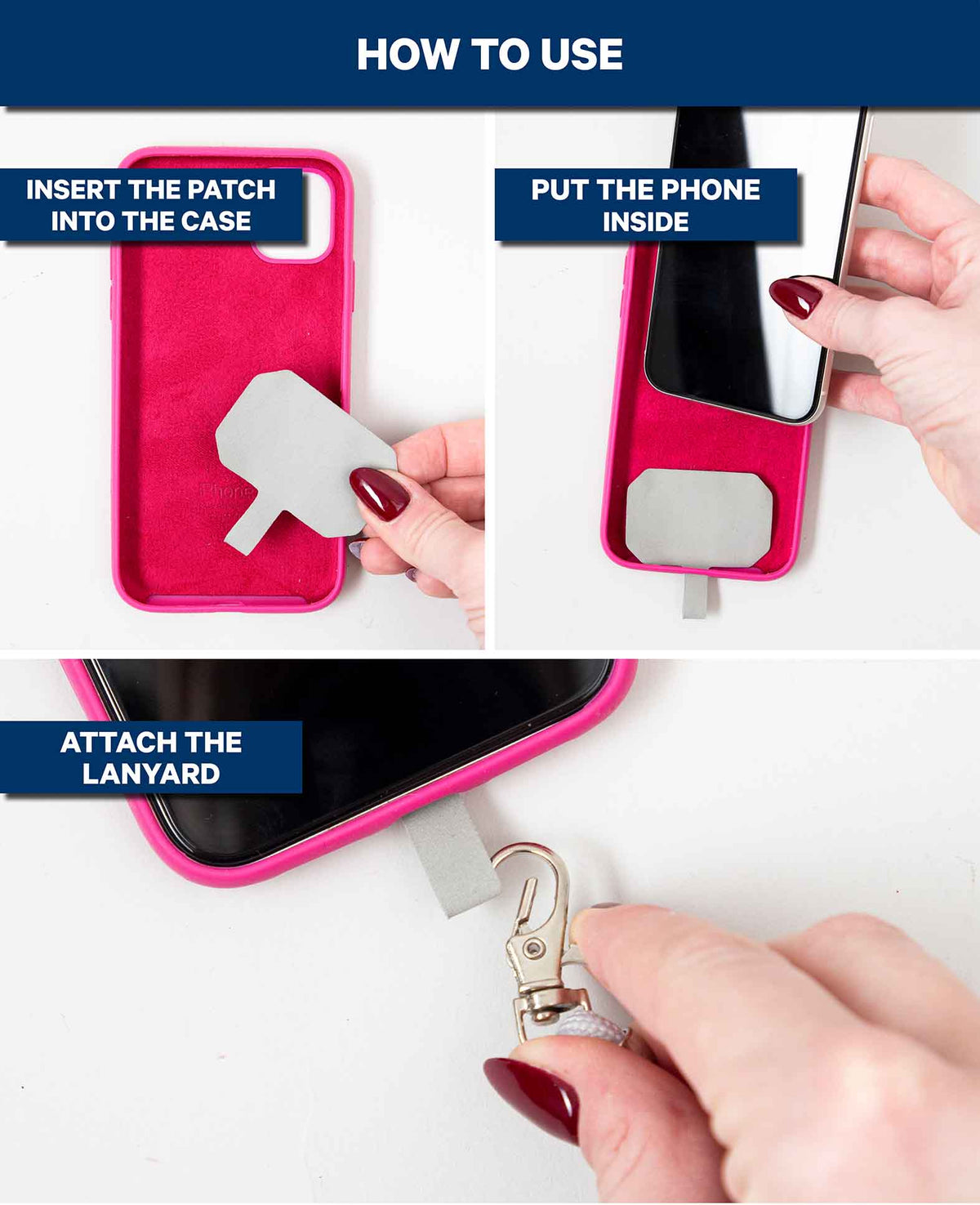 Phone chain incl. insert card, red, 160 cm