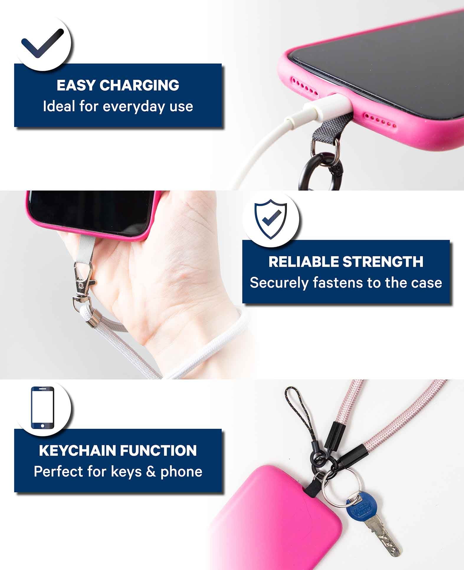 Phone chain incl. insert card, red, 160 cm