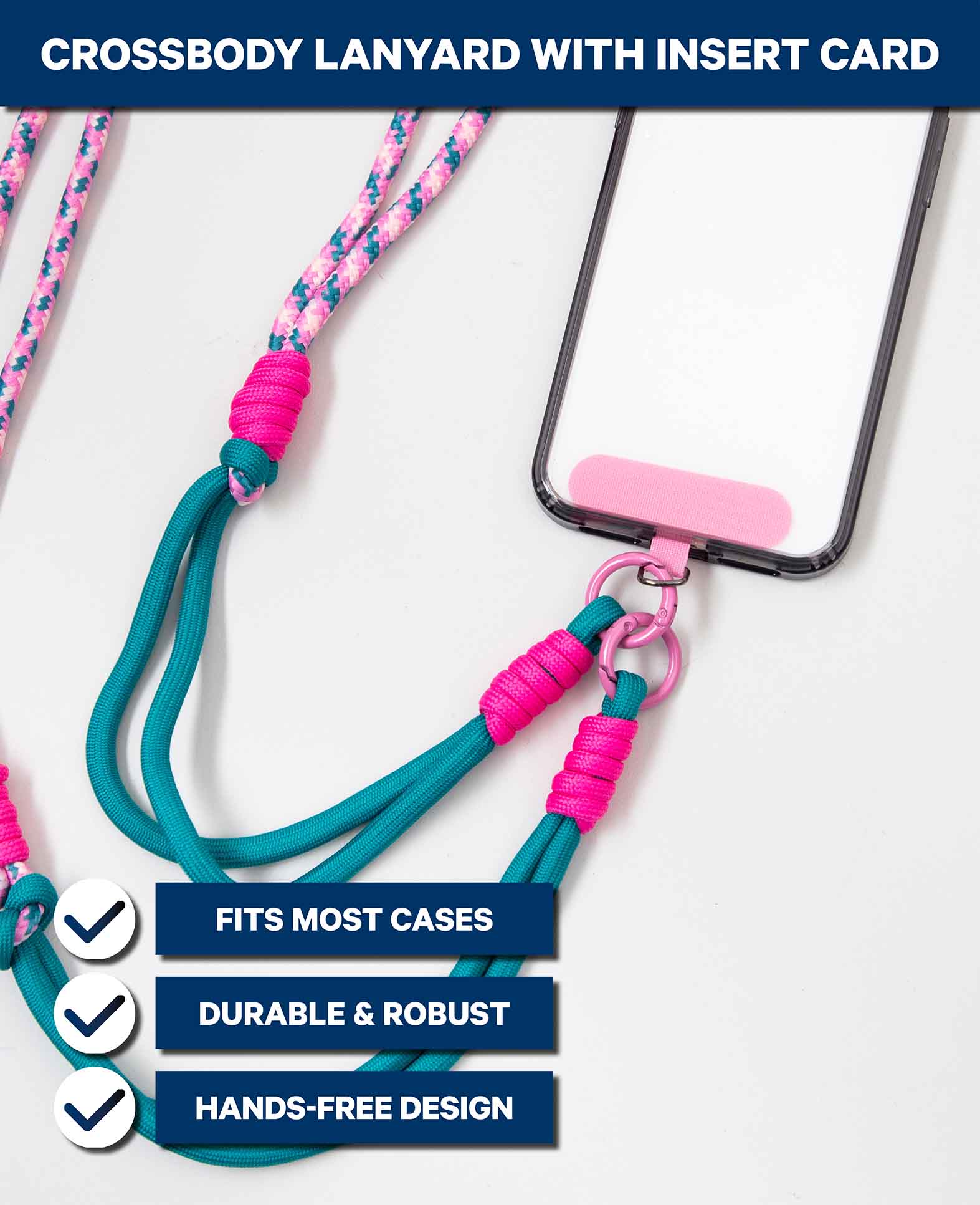 Cordon de téléphone avec carte intercalaire, multicolore, 110 cm