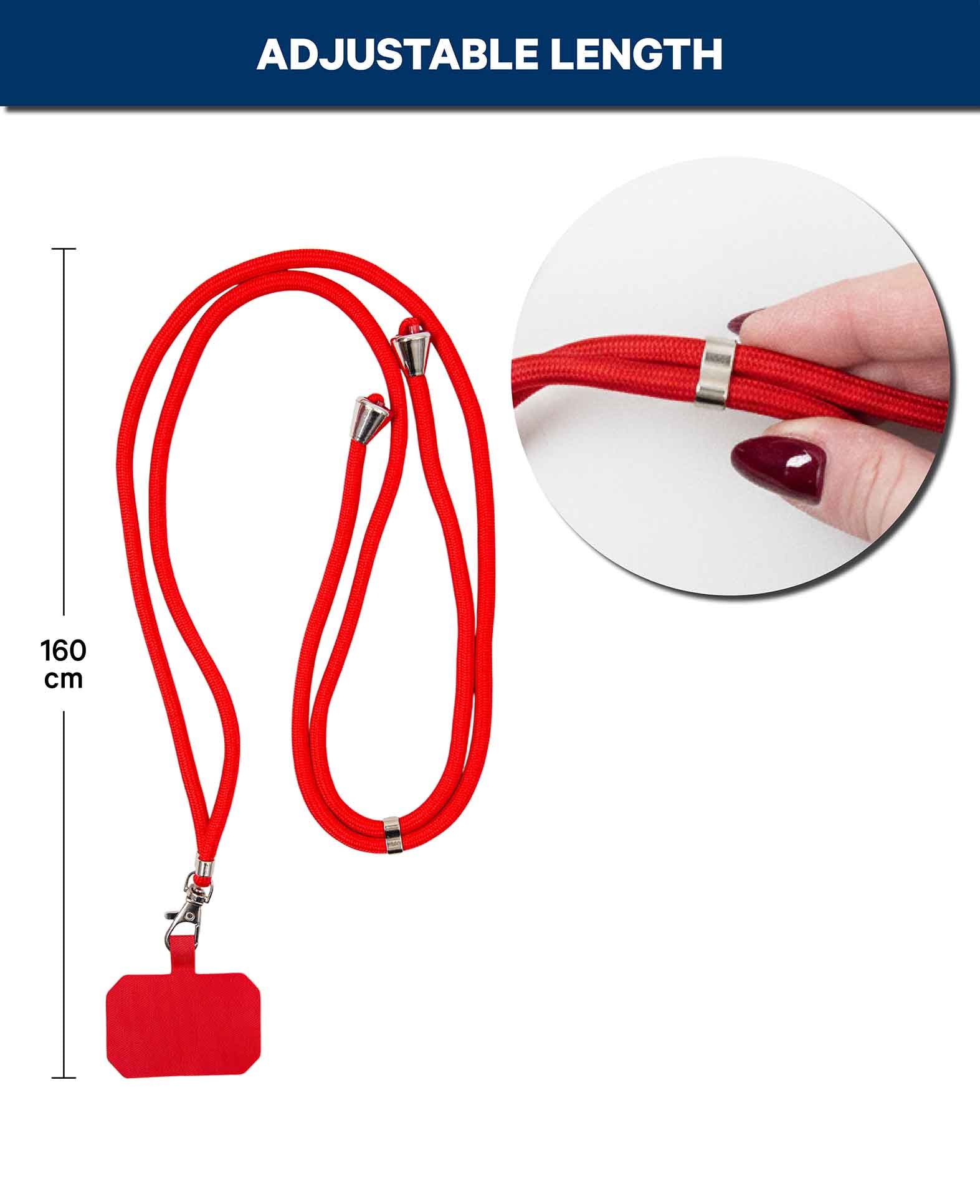 Phone chain incl. insert card, red, 160 cm