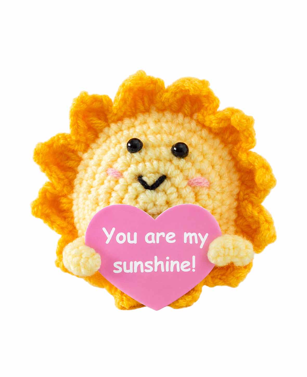 Positive Sonne, Gehäkeltes Mini Plüschtier / Glücksbringer, Gelb
