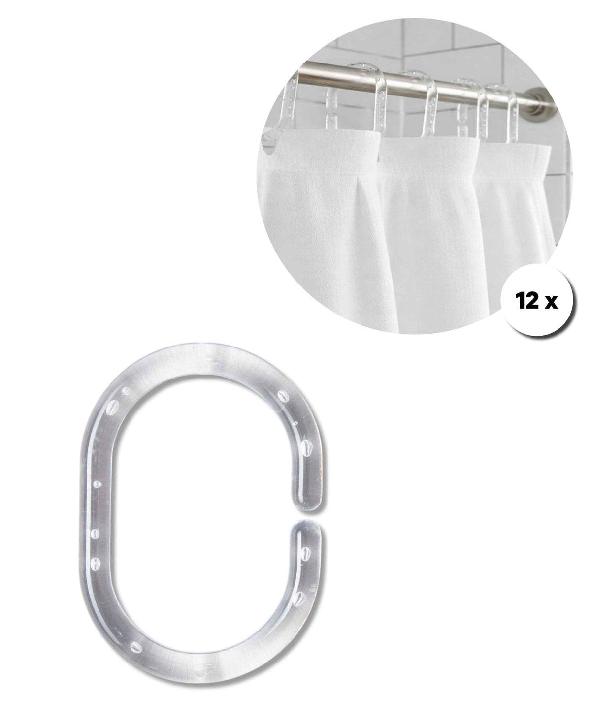 Duschvorhang Ringe, transparent, 12 Stk.