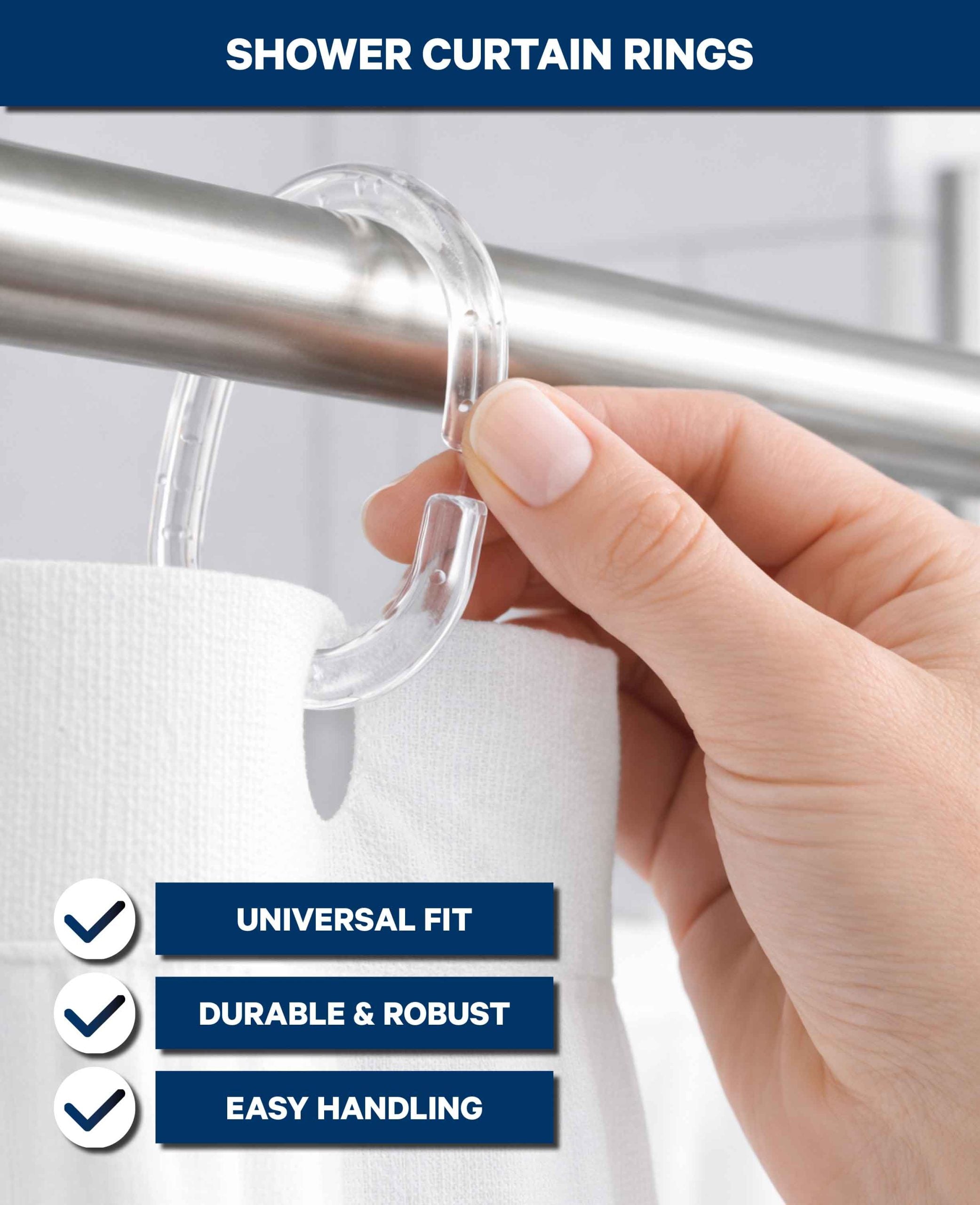 Duschvorhang Ringe, transparent, 12 Stk.