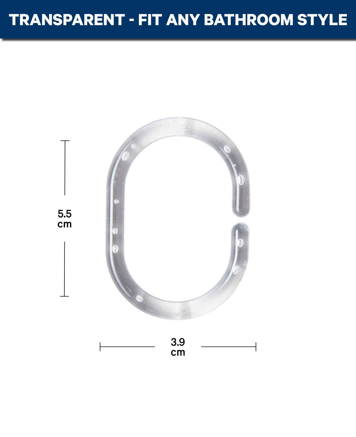 Shower Curtain Rings, transparent, 12 pcs.