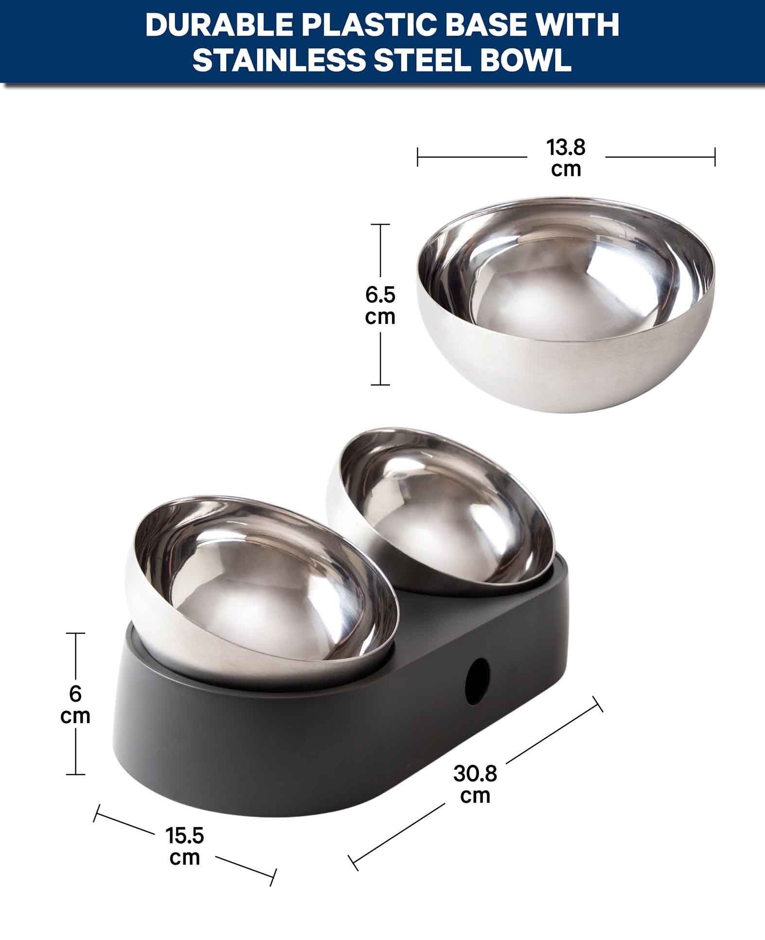Gamelle double pour chat Gris foncé