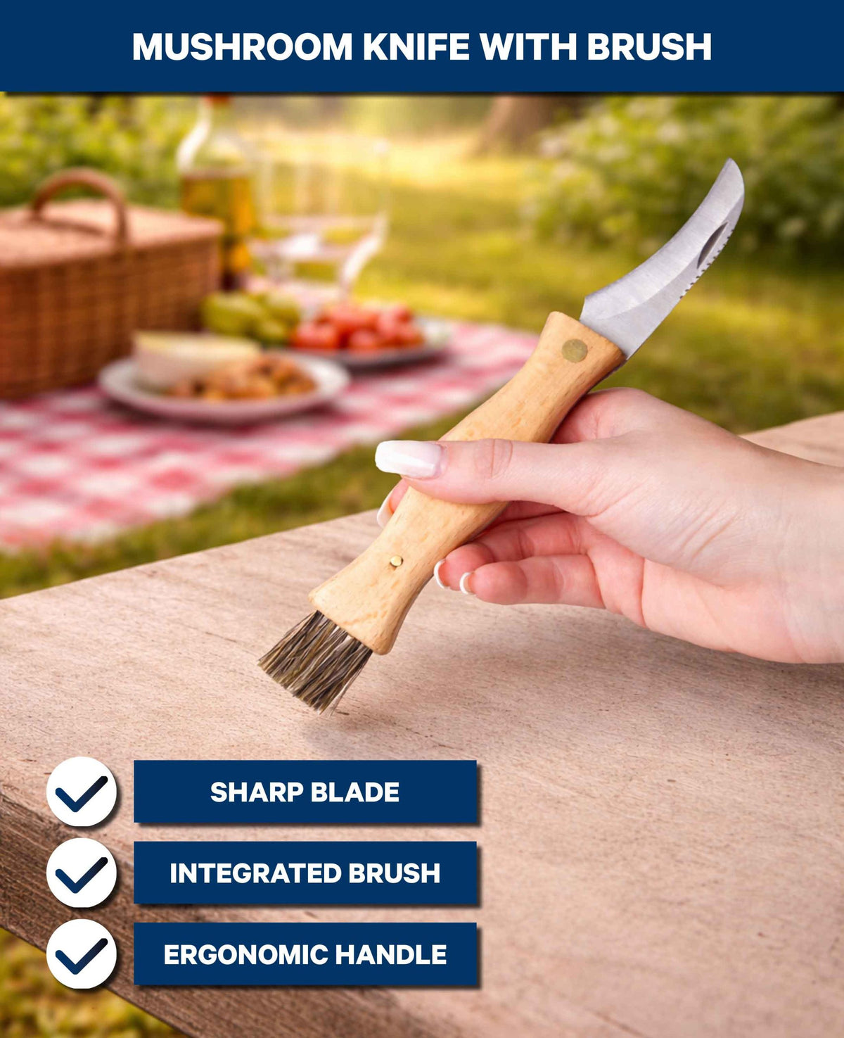 Couteau à champignons en hêtre