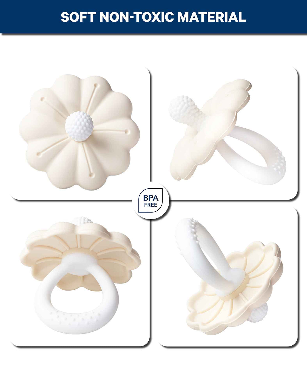 Baby Teether Set Flower, 2pcs Teething Aid Silicone