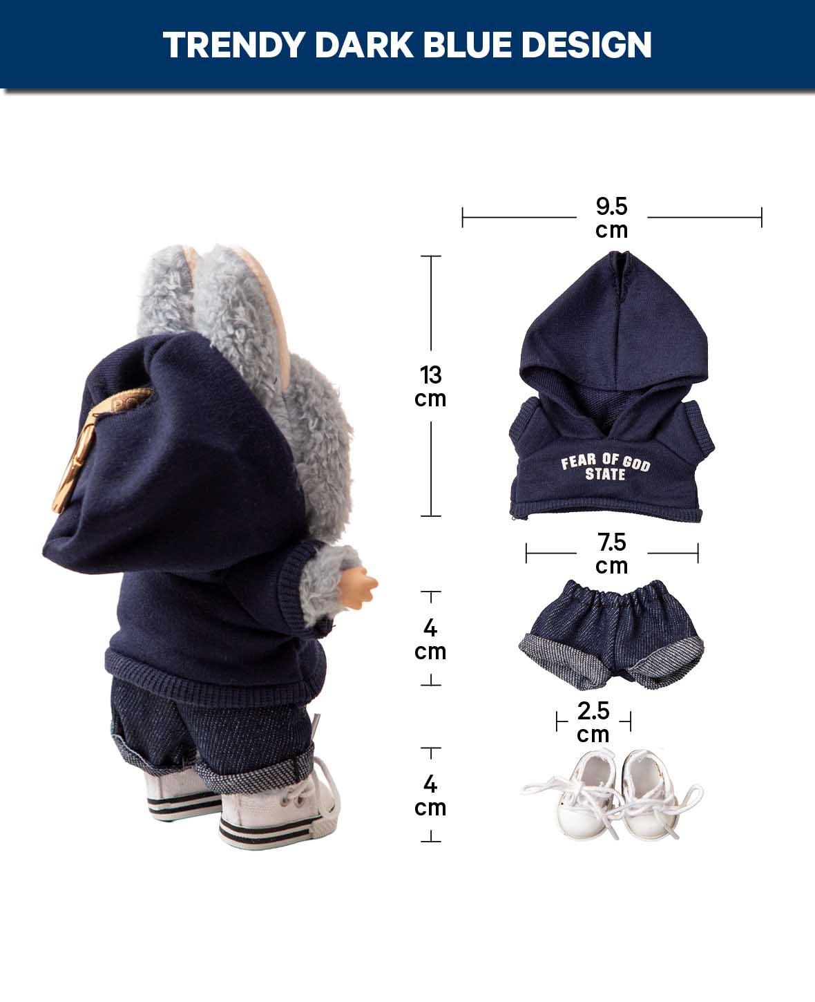 <p>Ensemble Labubu Bleu, 3 pièces avec sweat à capuche, short & chaussures</p>