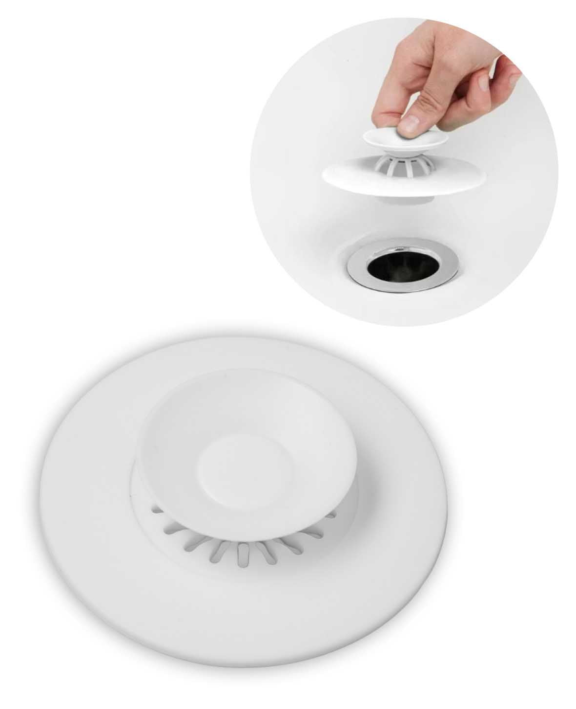 Silicone Attrape-cheveux de Douche Blanc