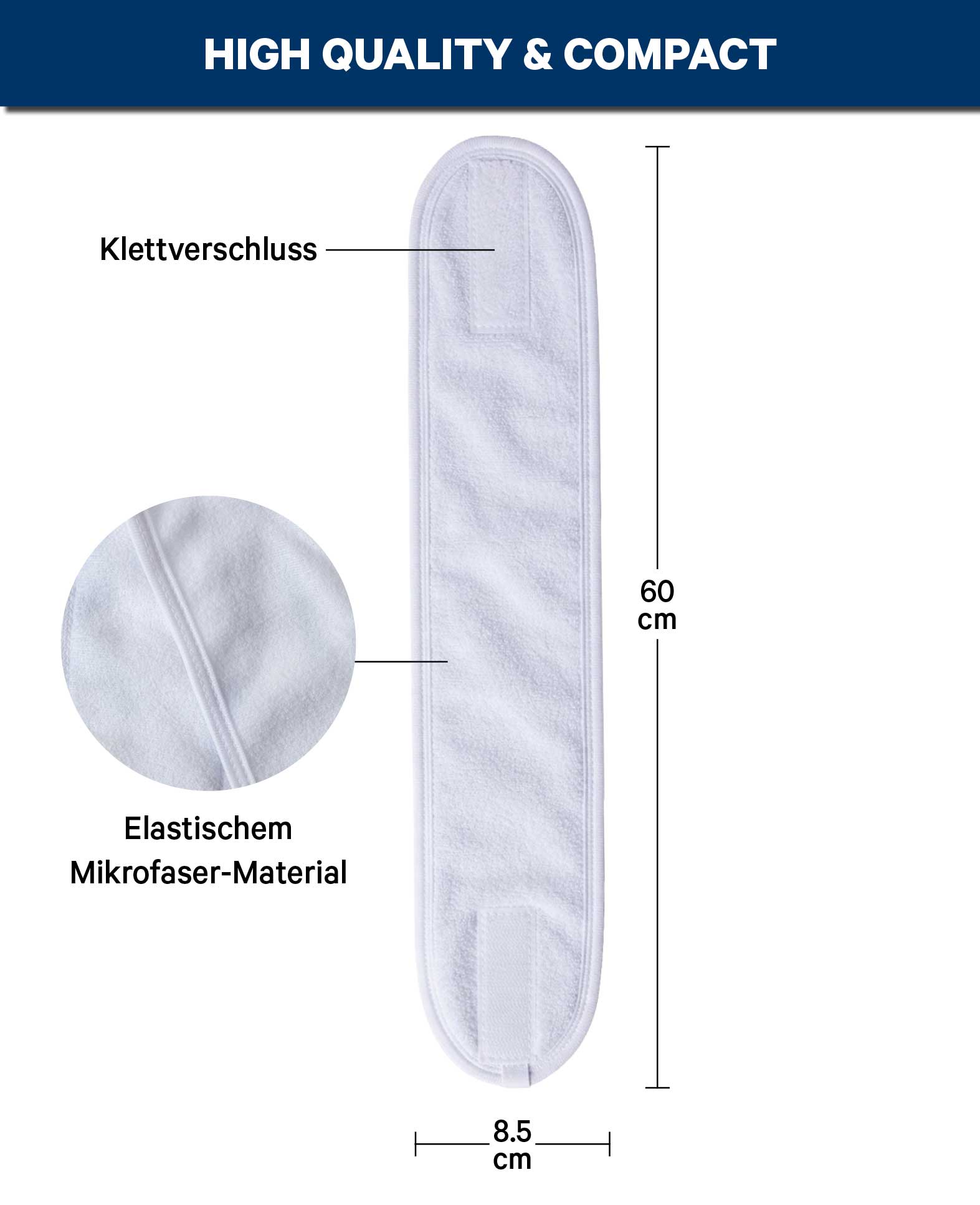 Bandeau en microfibre avec fermeture velcro