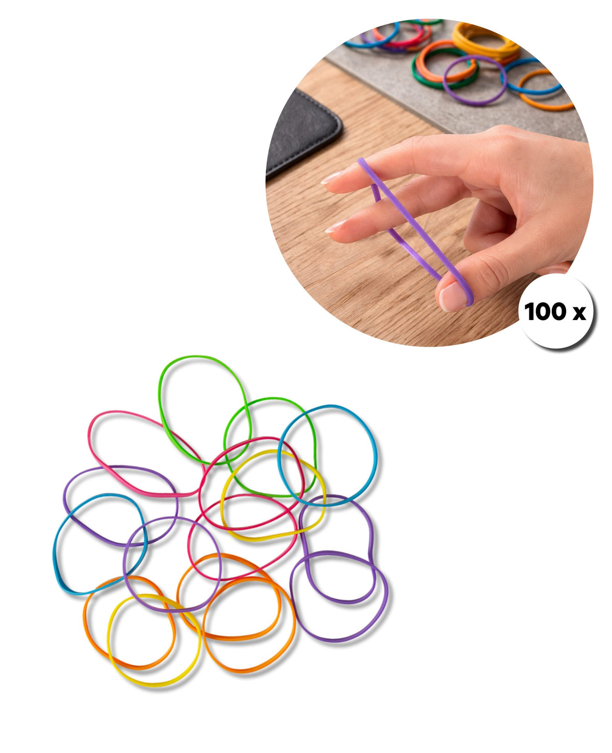 Haushalt Gummibänder, bunt, 100 Stk.