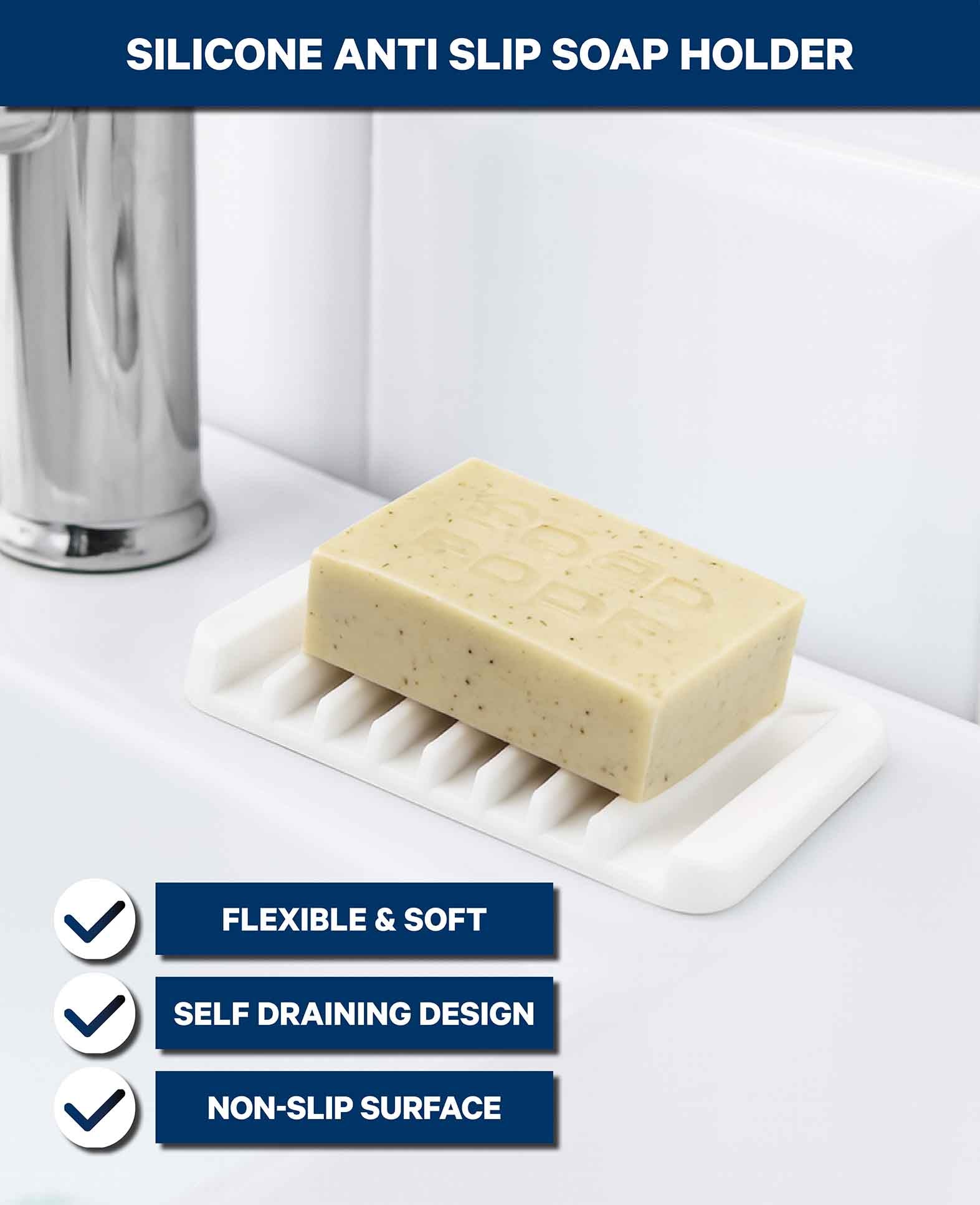 Soap dish, silicone, white