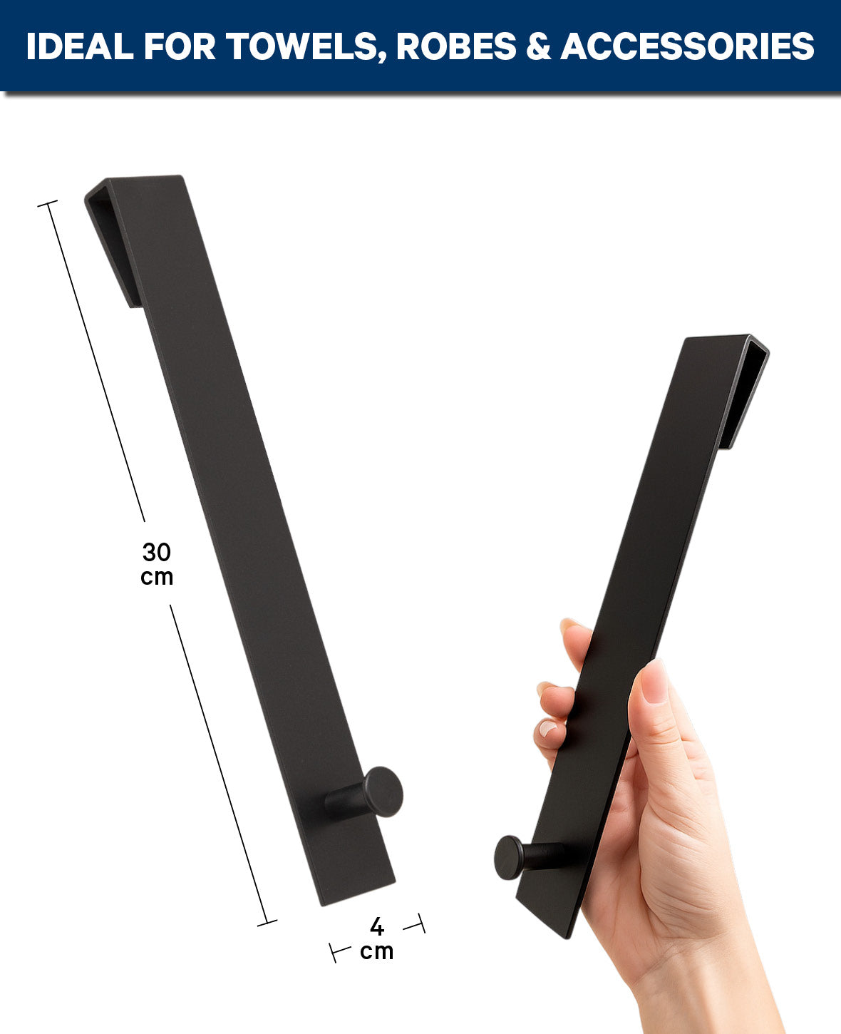 Shower Hooks for Shower Wall - Black Set of 2