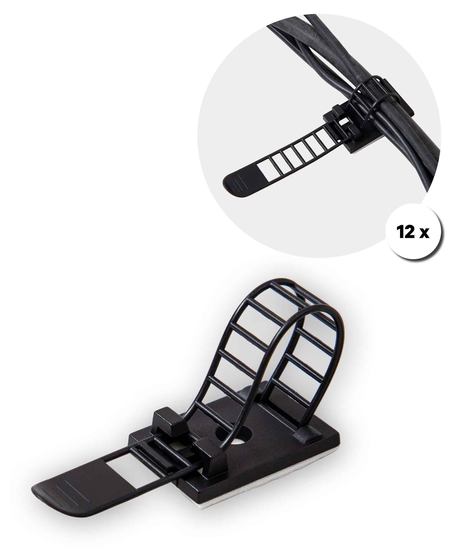 Kabelhalter Schwarz Set 12 Stück