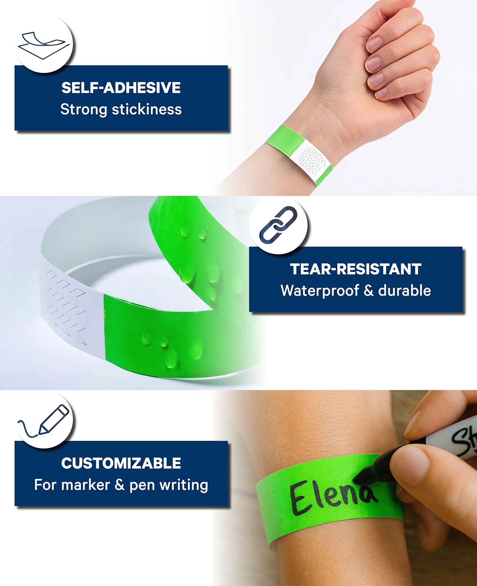 *Bracelet d'admission auto-adhésif, 100 pcs.