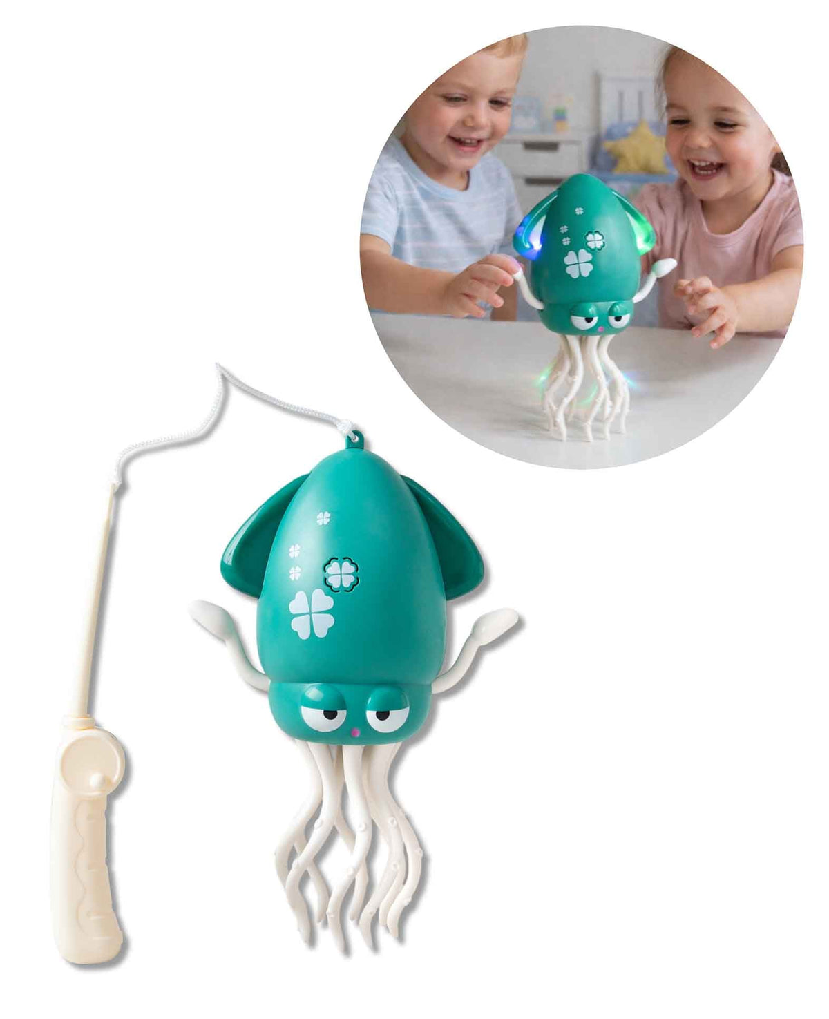 Dancing octopus, children's toy with music and light effects and obstacle detection