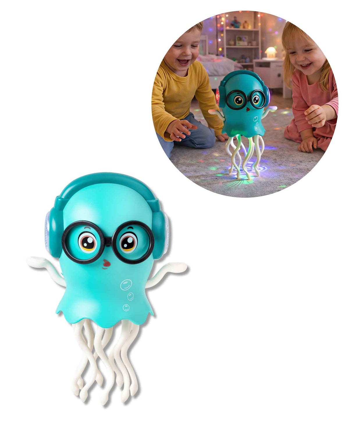 Tanzende Qualle, Kinderspielzeug mit Musik, 3D Lichteffekten und Hinderniserkennung