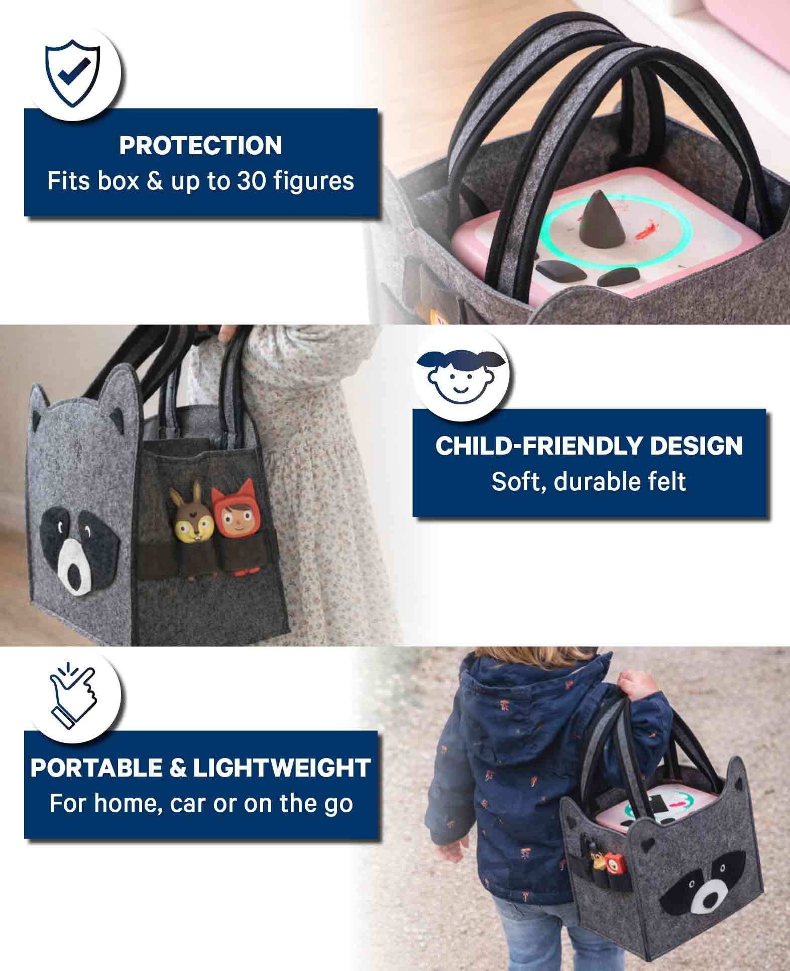 Toniebox Bag Raccoon Felt Grey