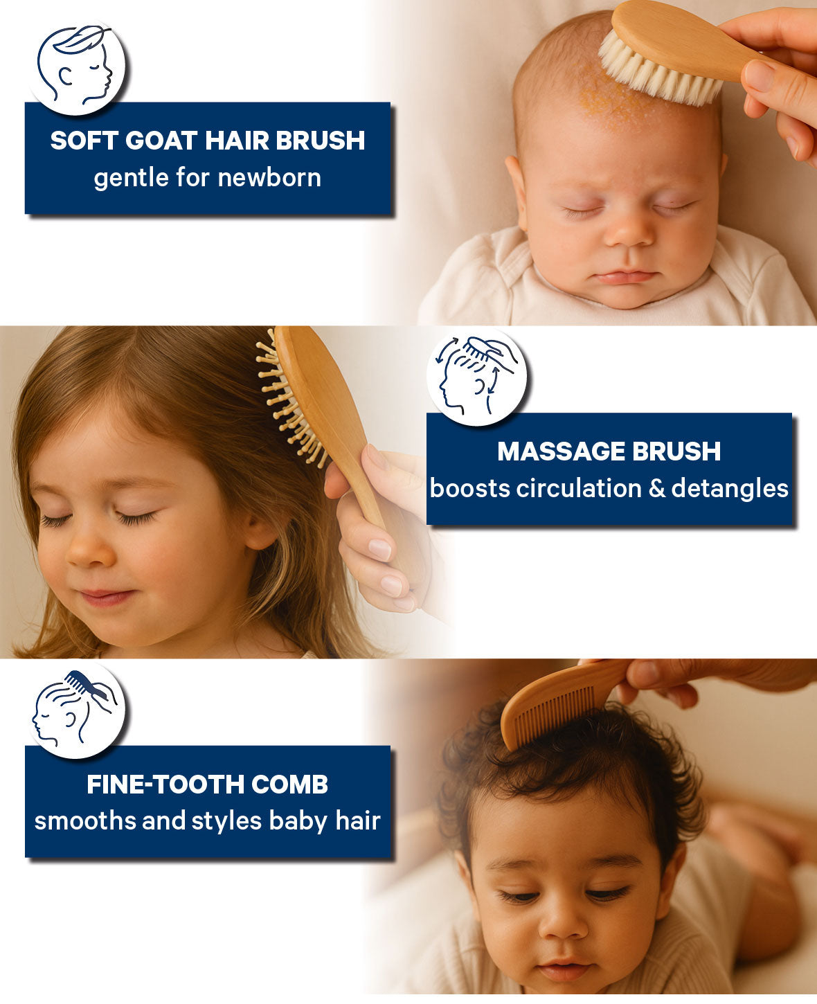 Baby Brush Set Beechwood 3-piece