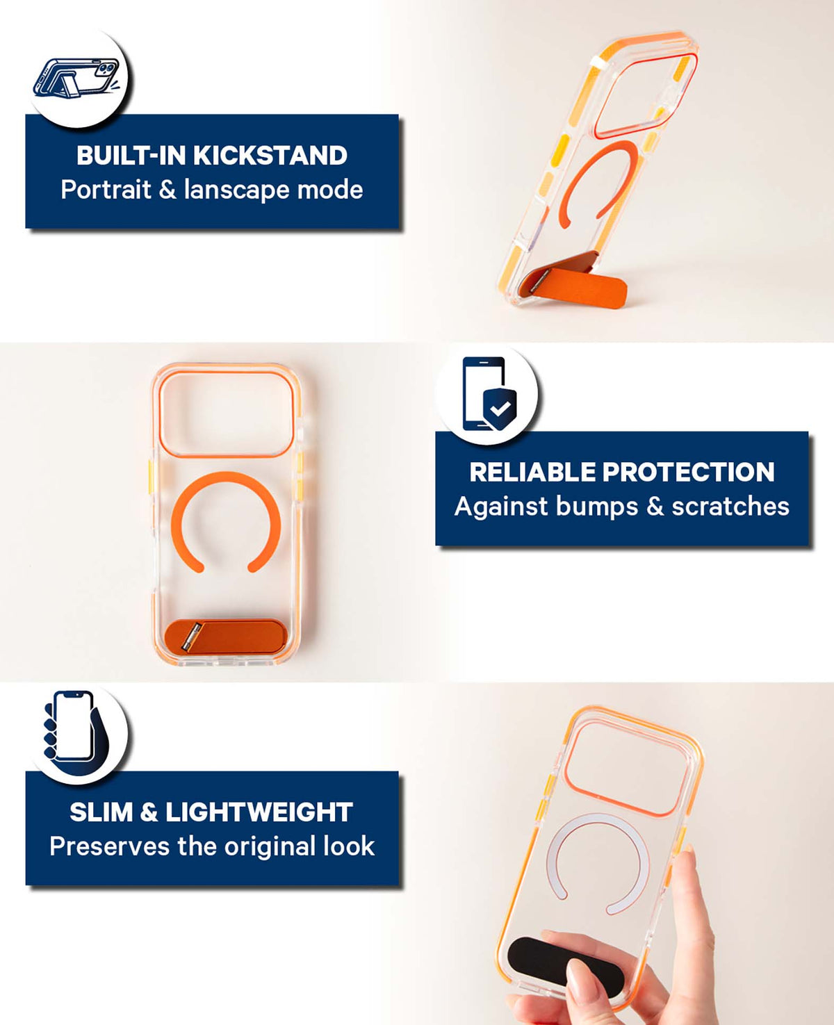 Coque iPhone 17 Pro transparente/orange