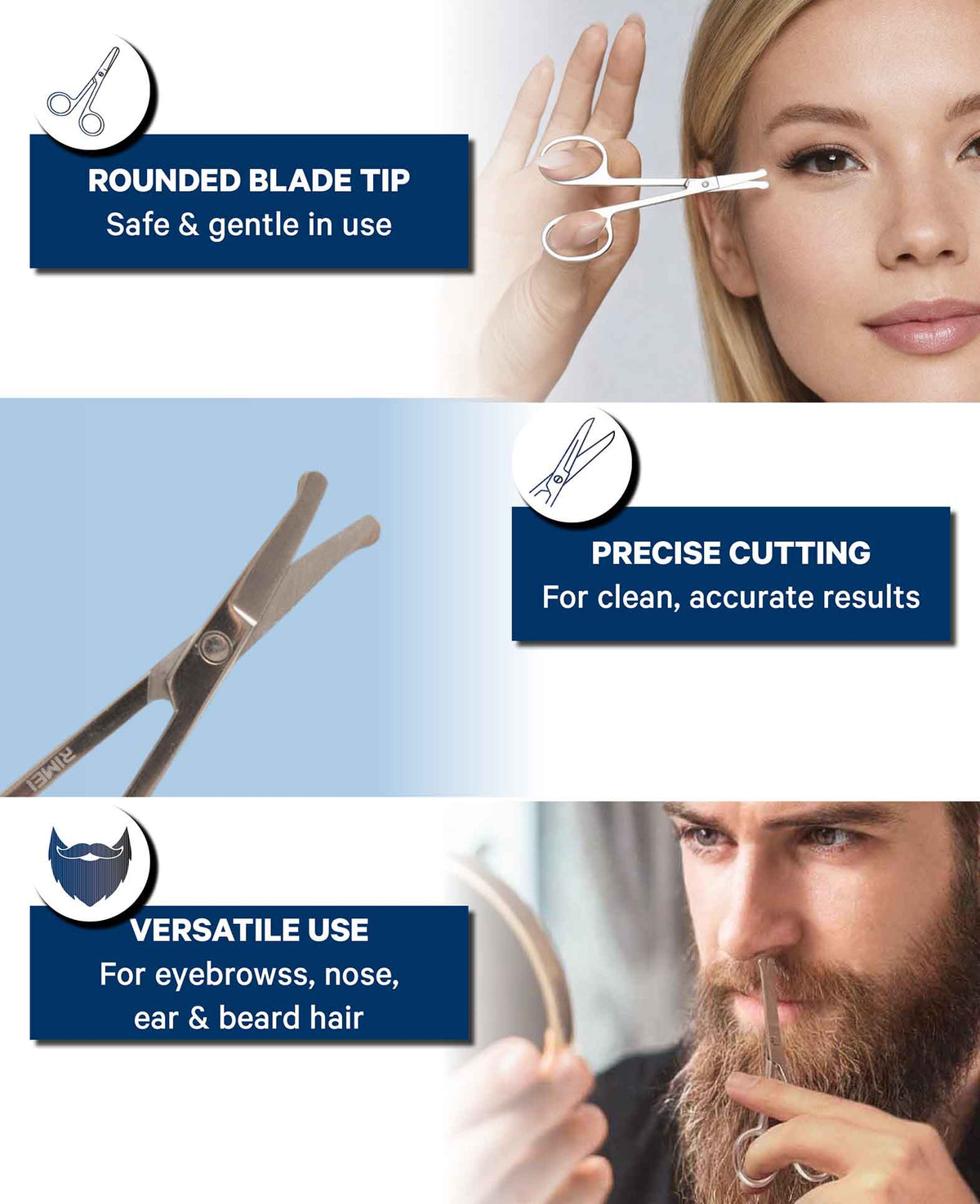 Rundspitzen Beauty Schere Silber – Premium