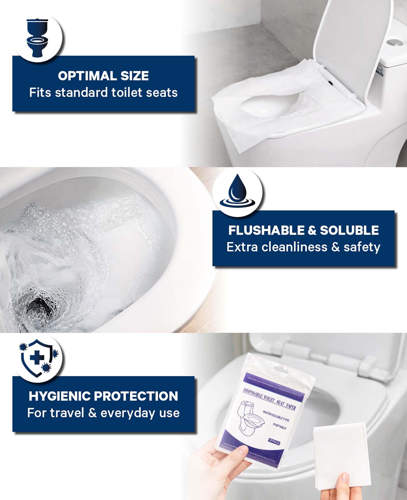 Einweg Toilettensitz Papier Weiss – 10er Pack