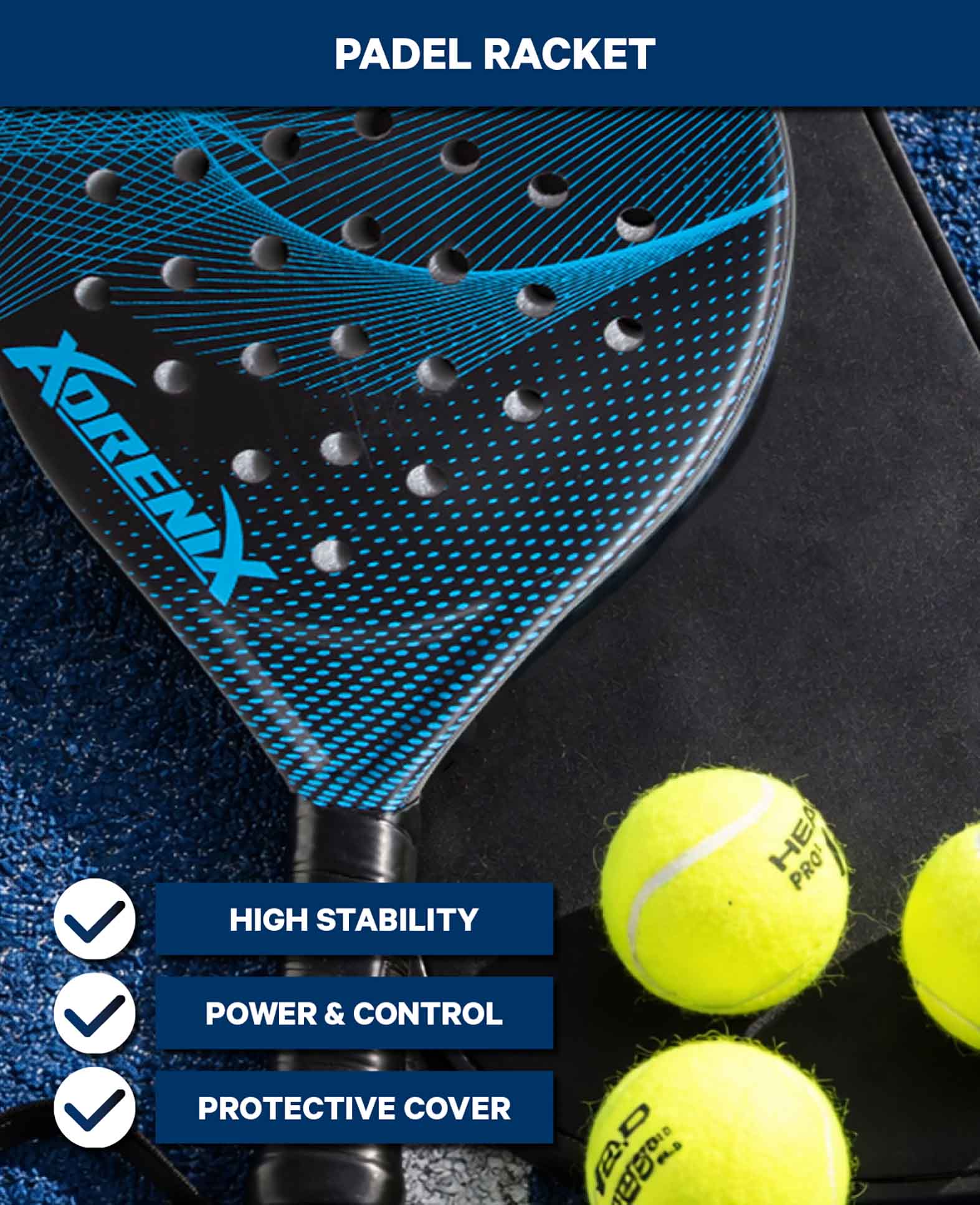 Raquette de padel bleu/noir