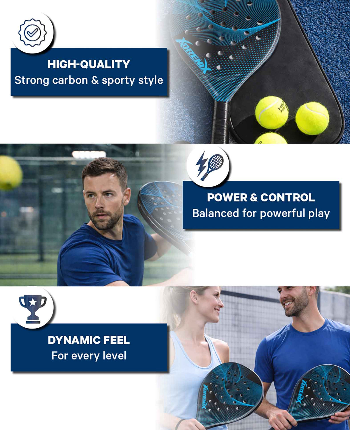 Raquette de padel bleu/noir