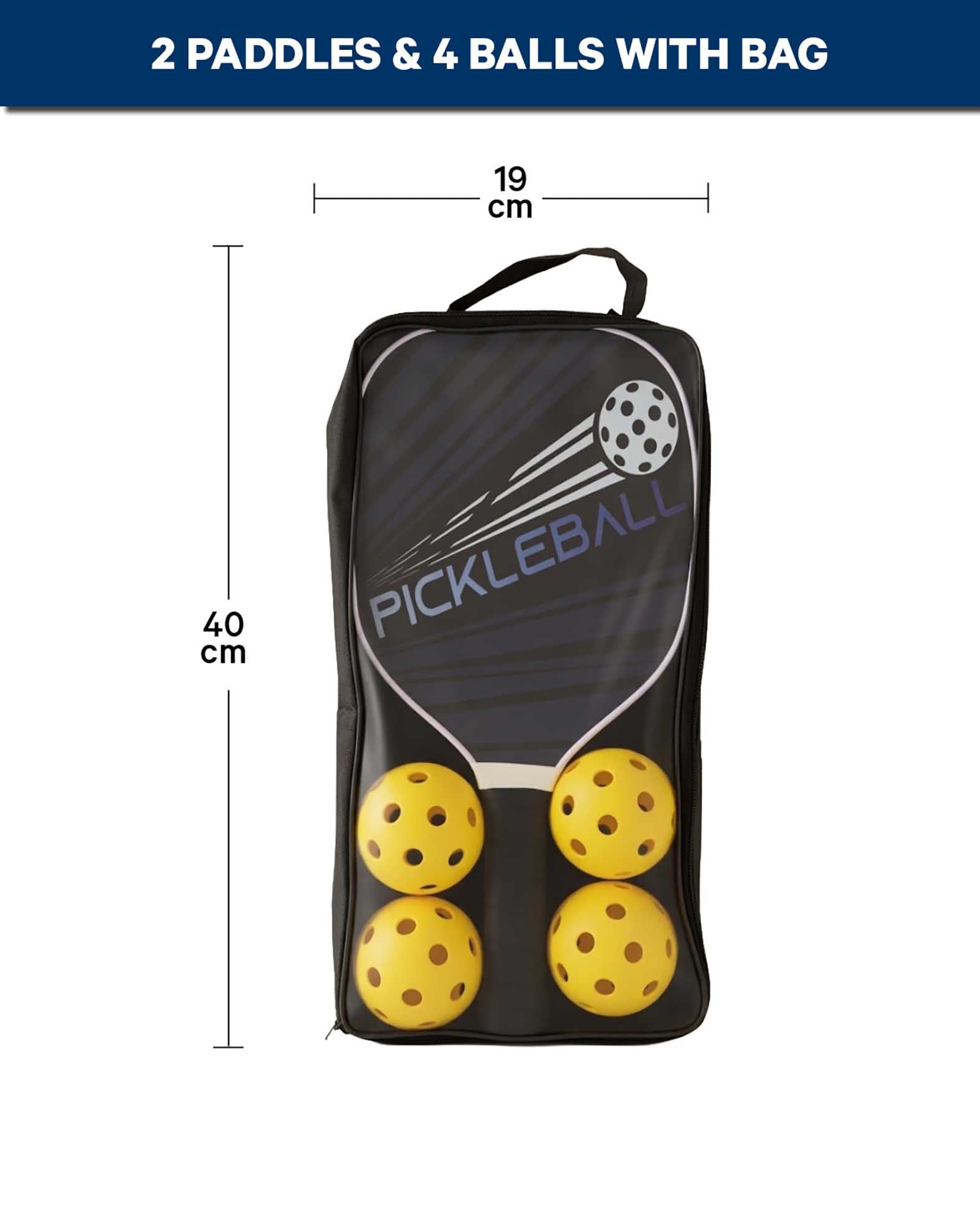 Kit de pickleball – 2 raquettes et 4 balles avec sac